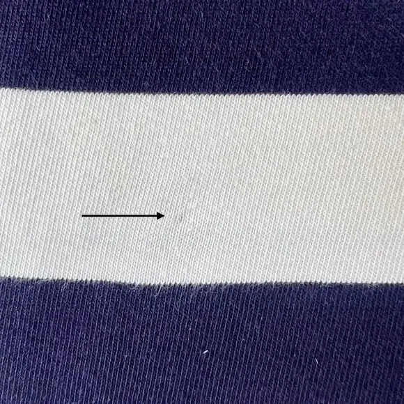 Zara Navy White Striped Long-Sleeve Cotton Rugby Preppy Polo Shirt Top SZ L - Picture 5 of 11